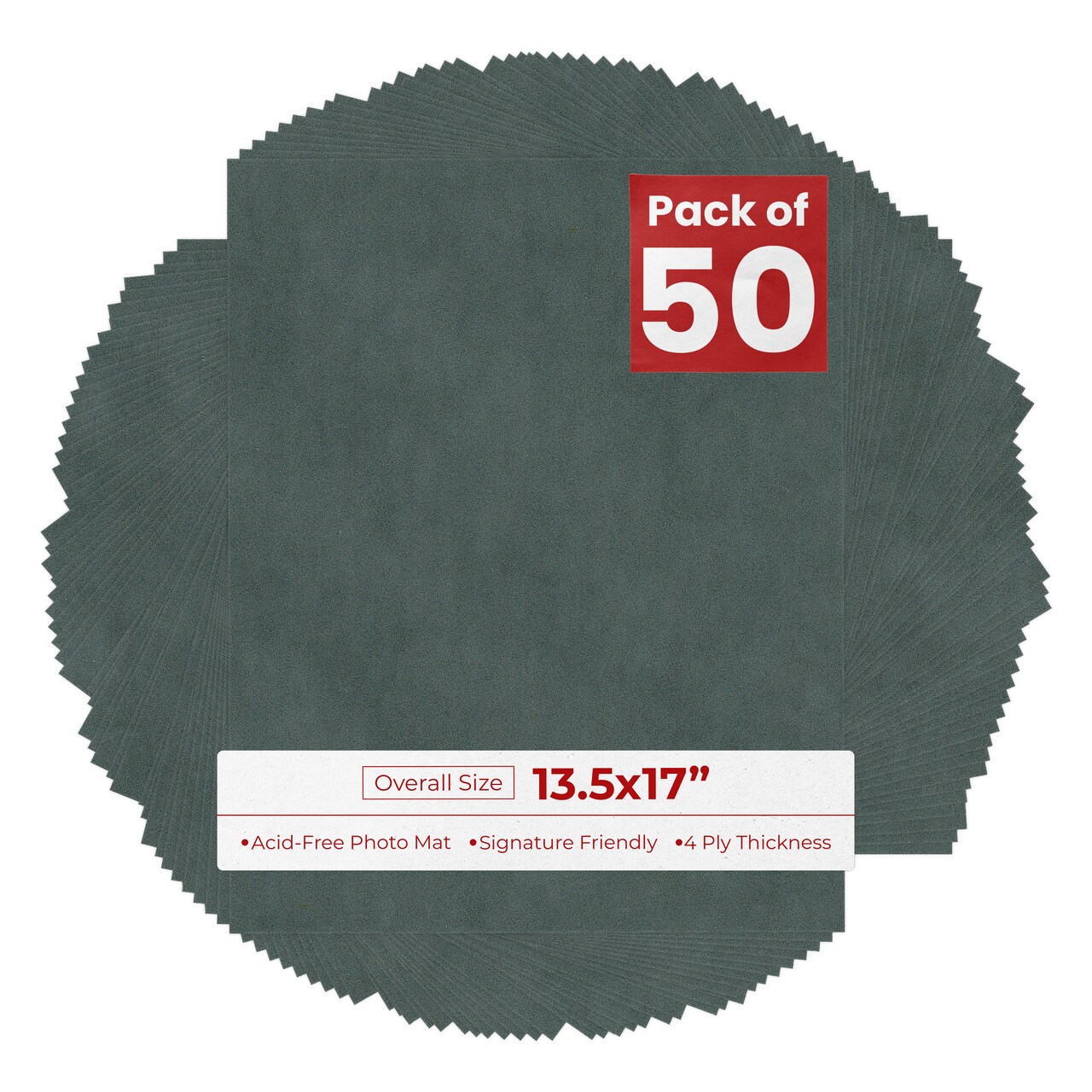 Dark Grey Suede 13.5x17 Uncut Mat Board - Blank Sheets, No Opening